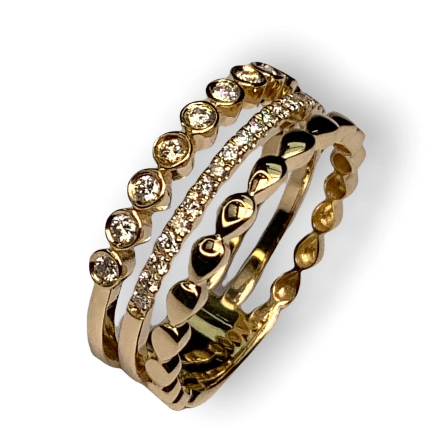 14k Gold 3 Band Diamond Ring