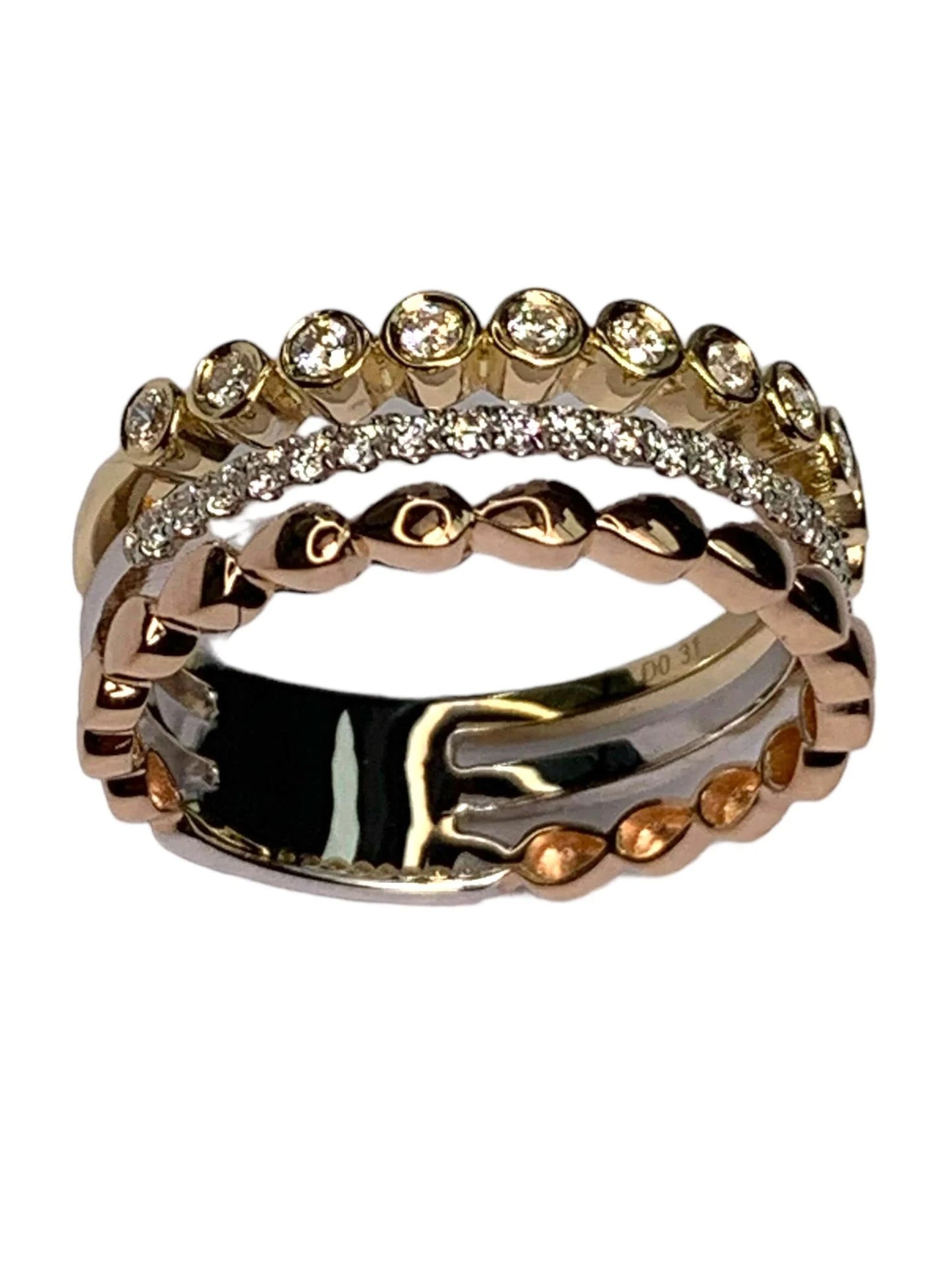 14k Gold 3 Band Diamond Ring