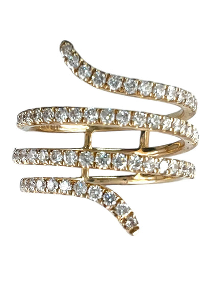 14k Gold Open Diamond Wrap Spiral Swirl Snake Design Ring