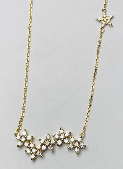 14k Gold Flower Diamond Necklace