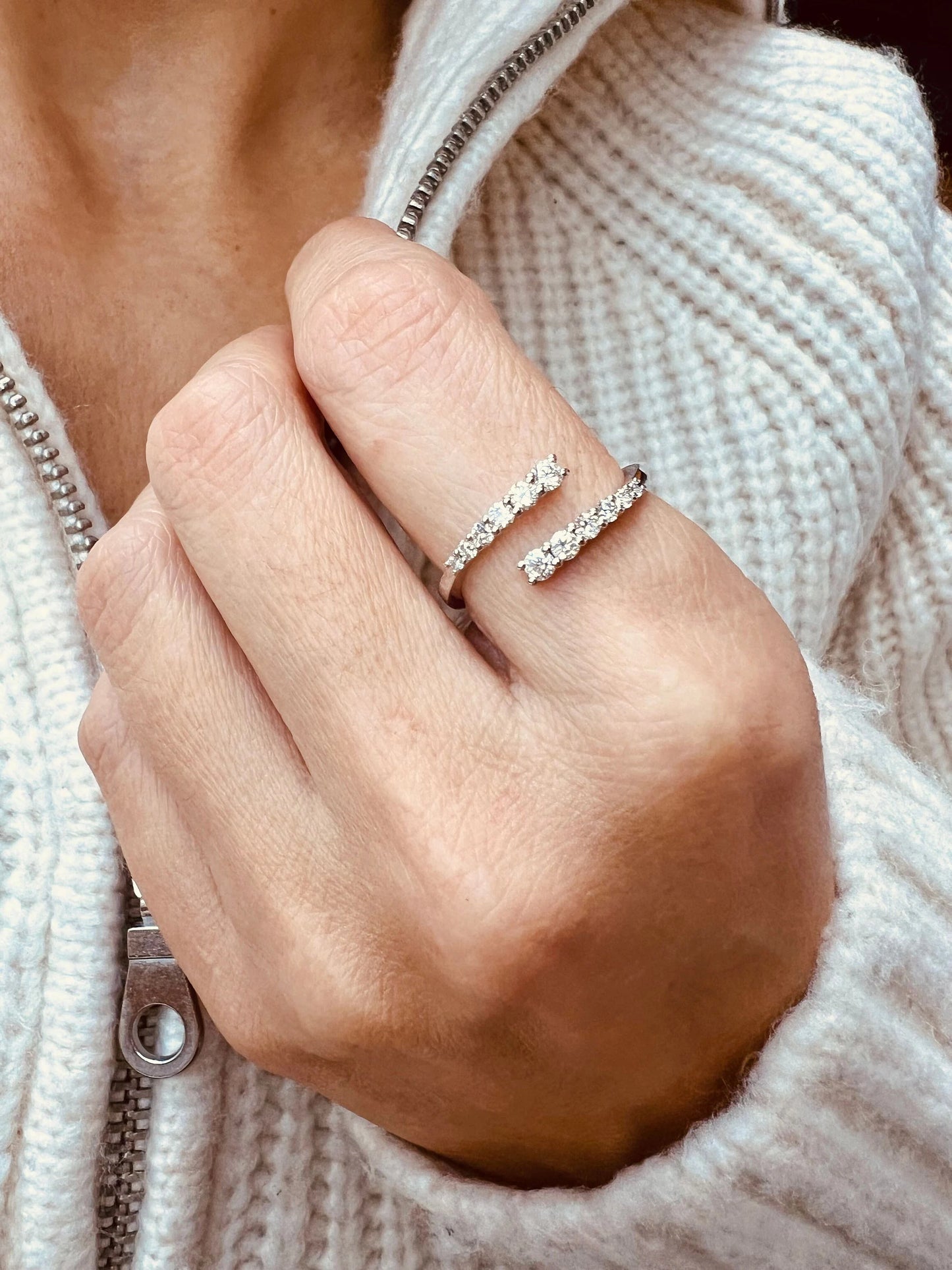 14k Gold Open Diamond Wrap Ring