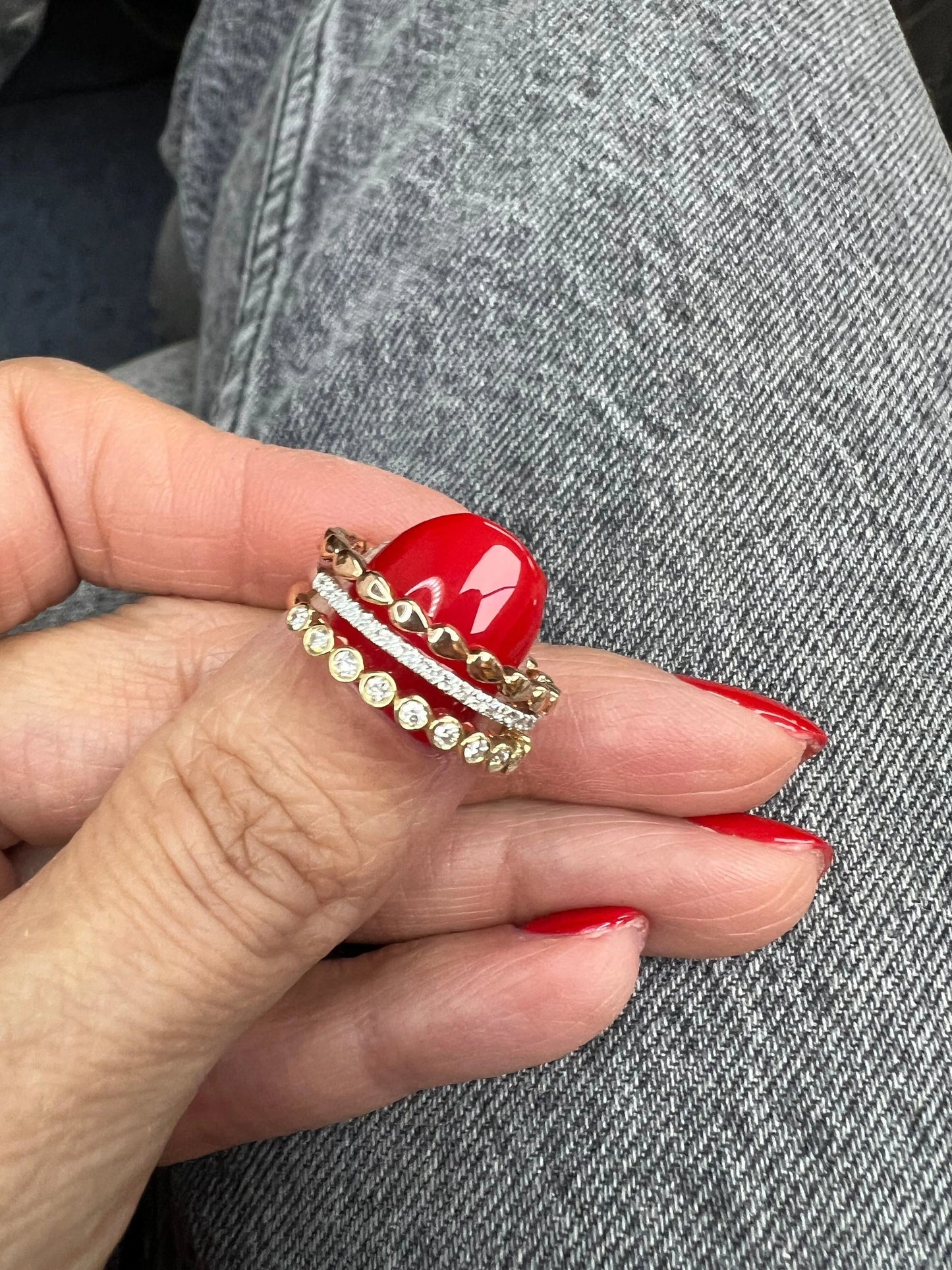 14k Gold 3 Band Diamond Ring