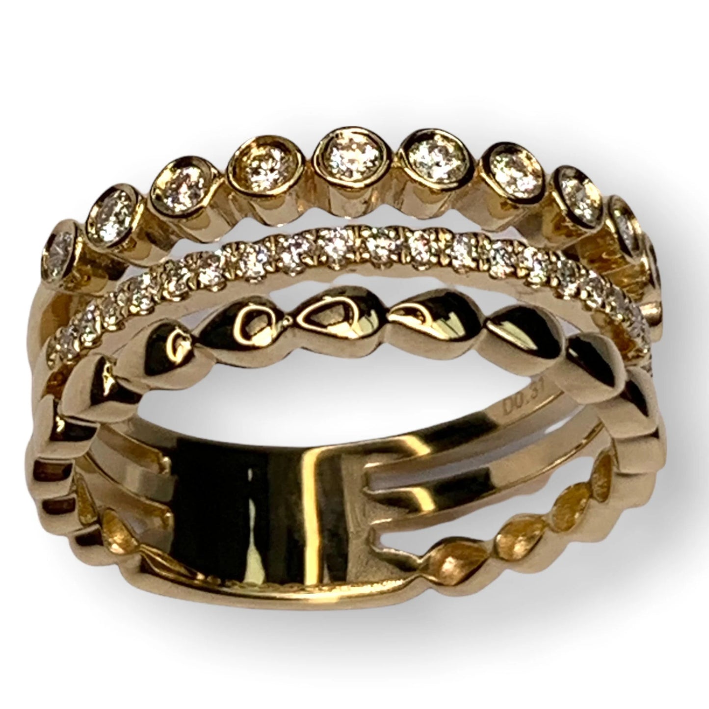 14k Gold 3 Band Diamond Ring