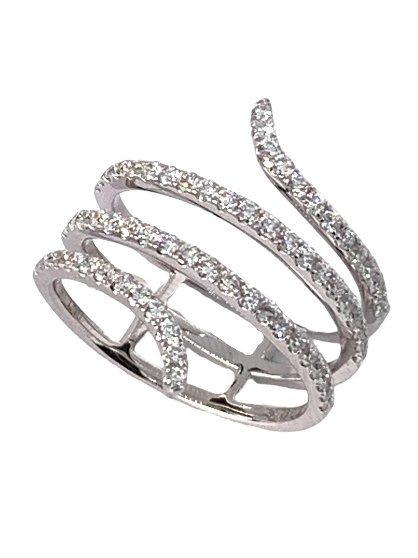 14k Gold Open Diamond Wrap Spiral Swirl Snake Design Ring