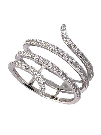 14k Gold Open Diamond Wrap Spiral Swirl Snake Design Ring