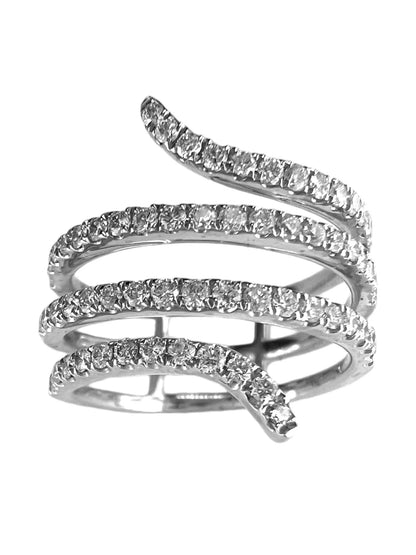 14k Gold Open Diamond Wrap Spiral Swirl Snake Design Ring