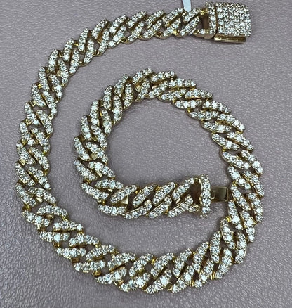 14k Gold Pave Cuban Link Diamond Bracelet