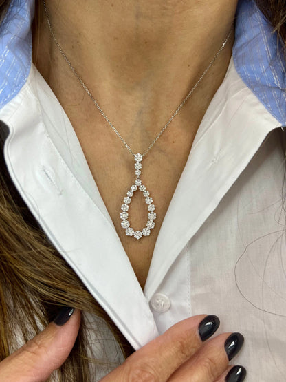 14k Gold Pear Diamond Pendant Necklace