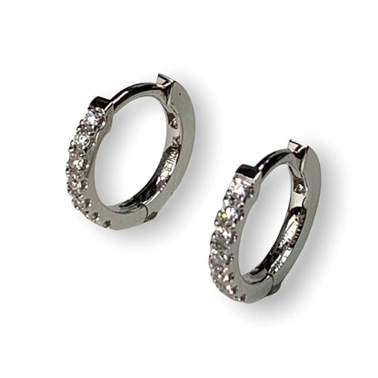 14k Gold Diamond Huggie Hoops Earrings