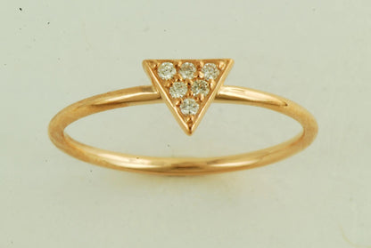 14k Gold Triangle Diamond Ring