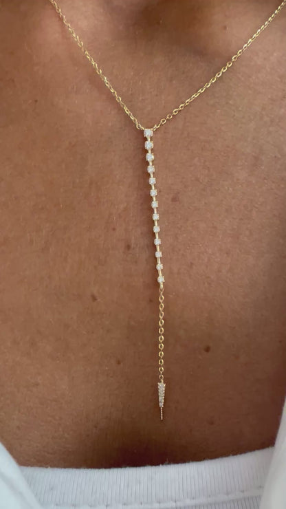 14k Gold Diamond Lariat Y-Drop Necklace
