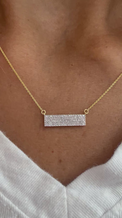 14k Gold Dainty Diamond Bar Necklace