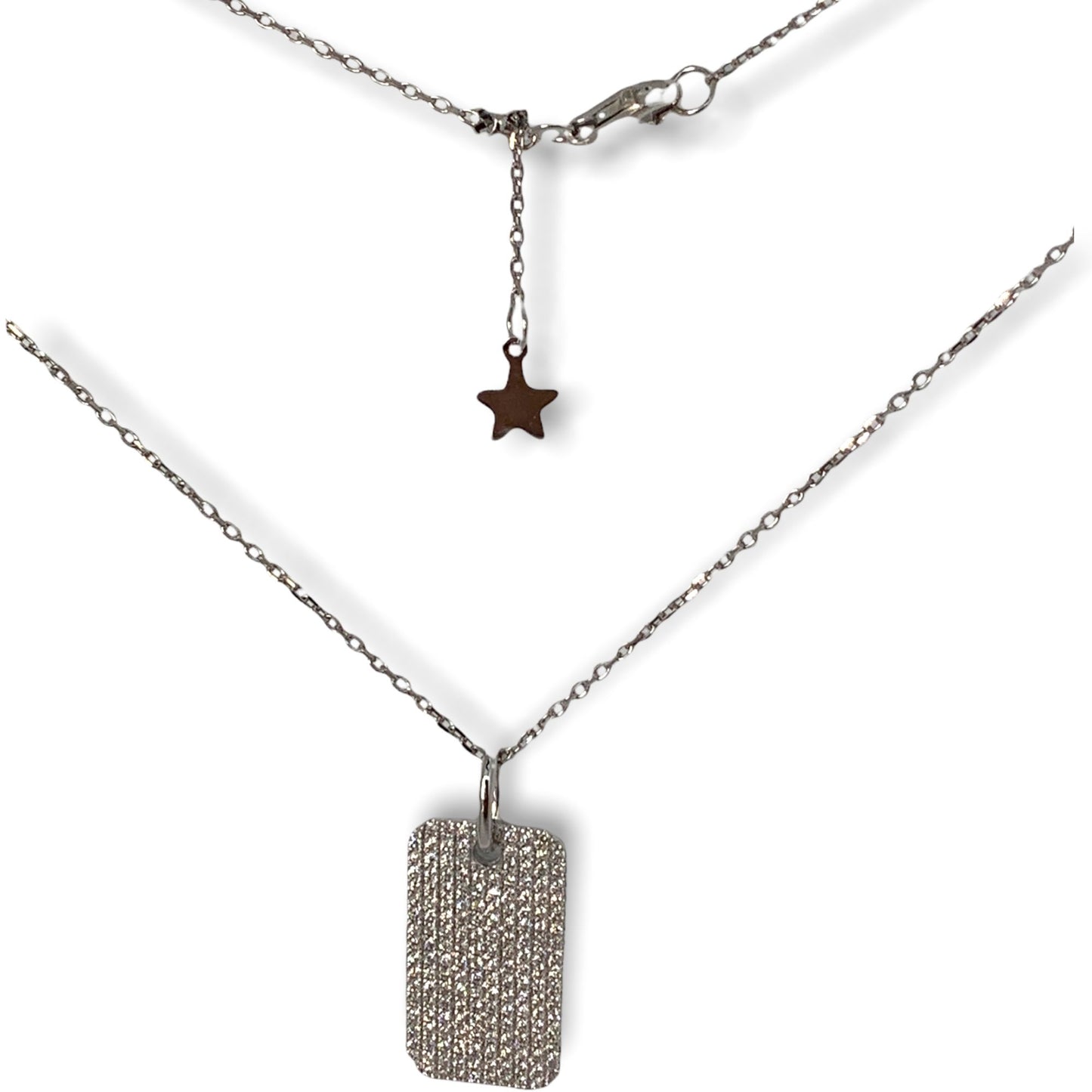 14k Gold Rectangular Dog Tag Diamond Pendant