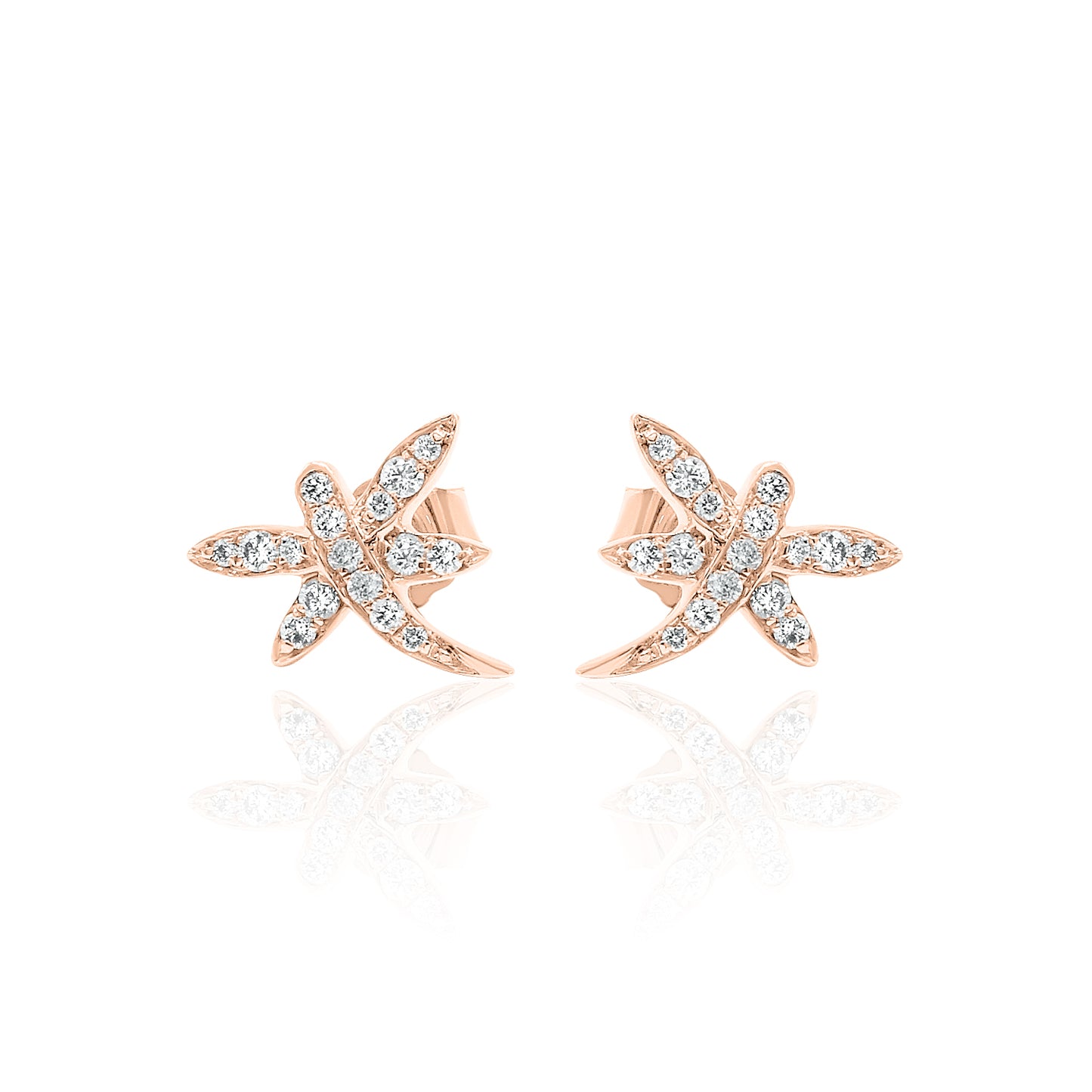 14k Gold Dragonfly Studs Diamond Earrings