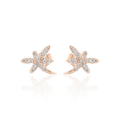 14k Gold Dragonfly Studs Diamond Earrings