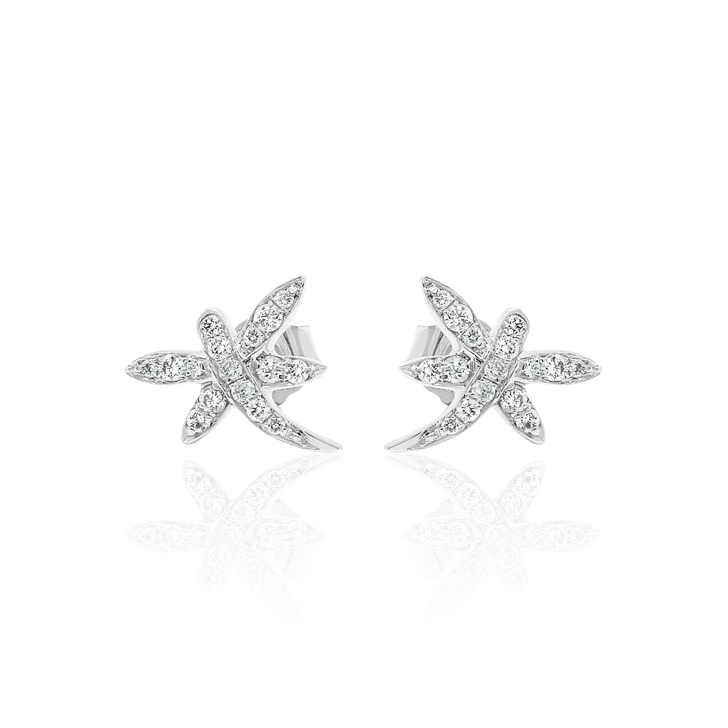 14k Gold Dragonfly Studs Diamond Earrings