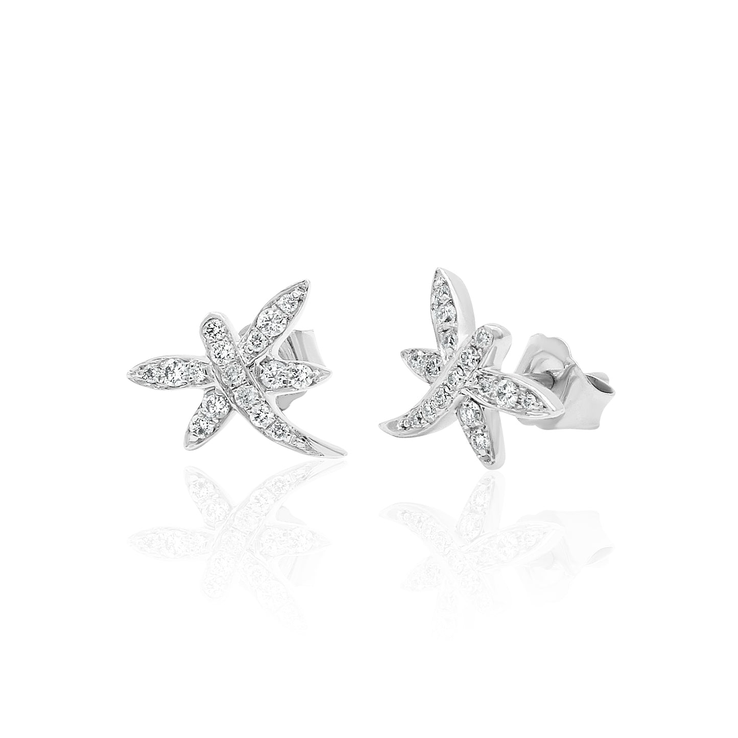 14k Gold Dragonfly Studs Diamond Earrings