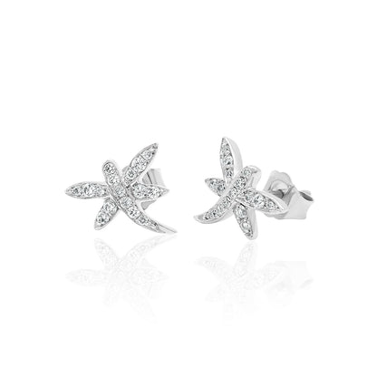 14k Gold Dragonfly Studs Diamond Earrings