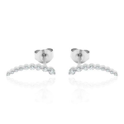 14k Gold Curved Climber Diamond Earrings