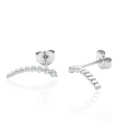 14k Gold Curved Climber Diamond Earrings