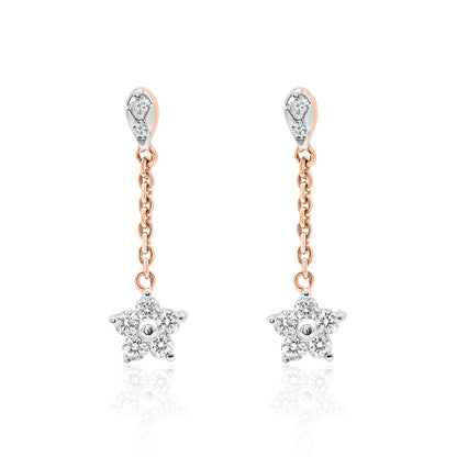 14k Gold Dangling Star Diamond Earrings