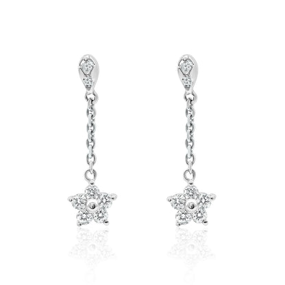 14k Gold Dangling Star Diamond Earrings