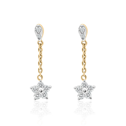 14k Gold Dangling Star Diamond Earrings