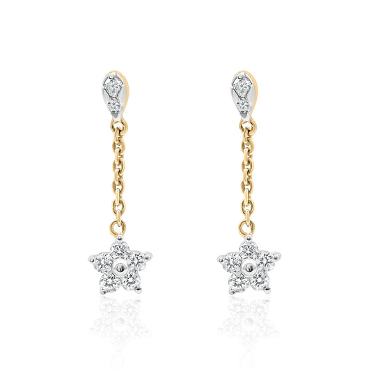 14k Gold Dangling Star Diamond Earrings