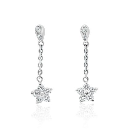 14k Gold Dangling Star Diamond Earrings