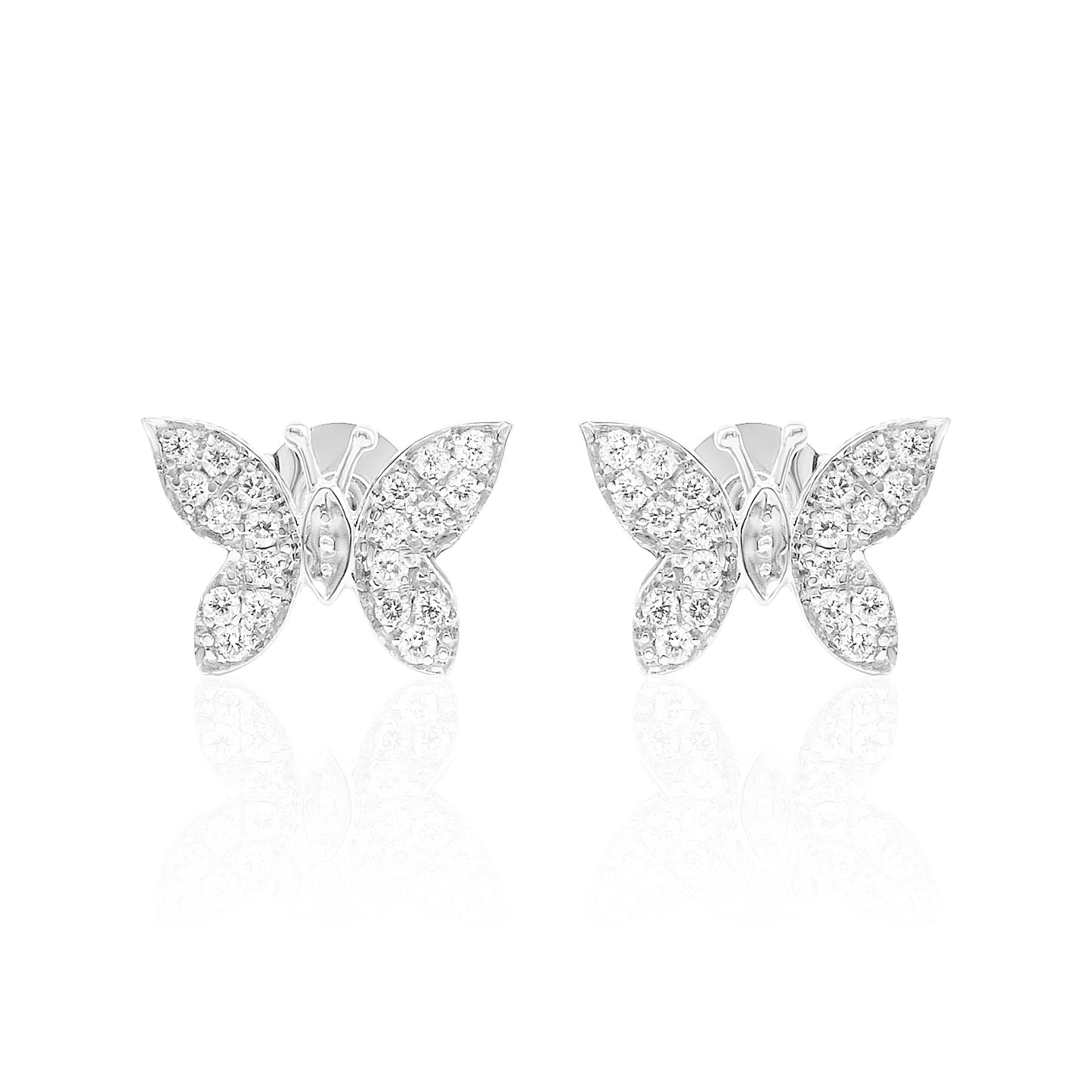 14k Gold Butterfly Studs Diamond Earrings