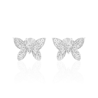 14k Gold Butterfly Studs Diamond Earrings