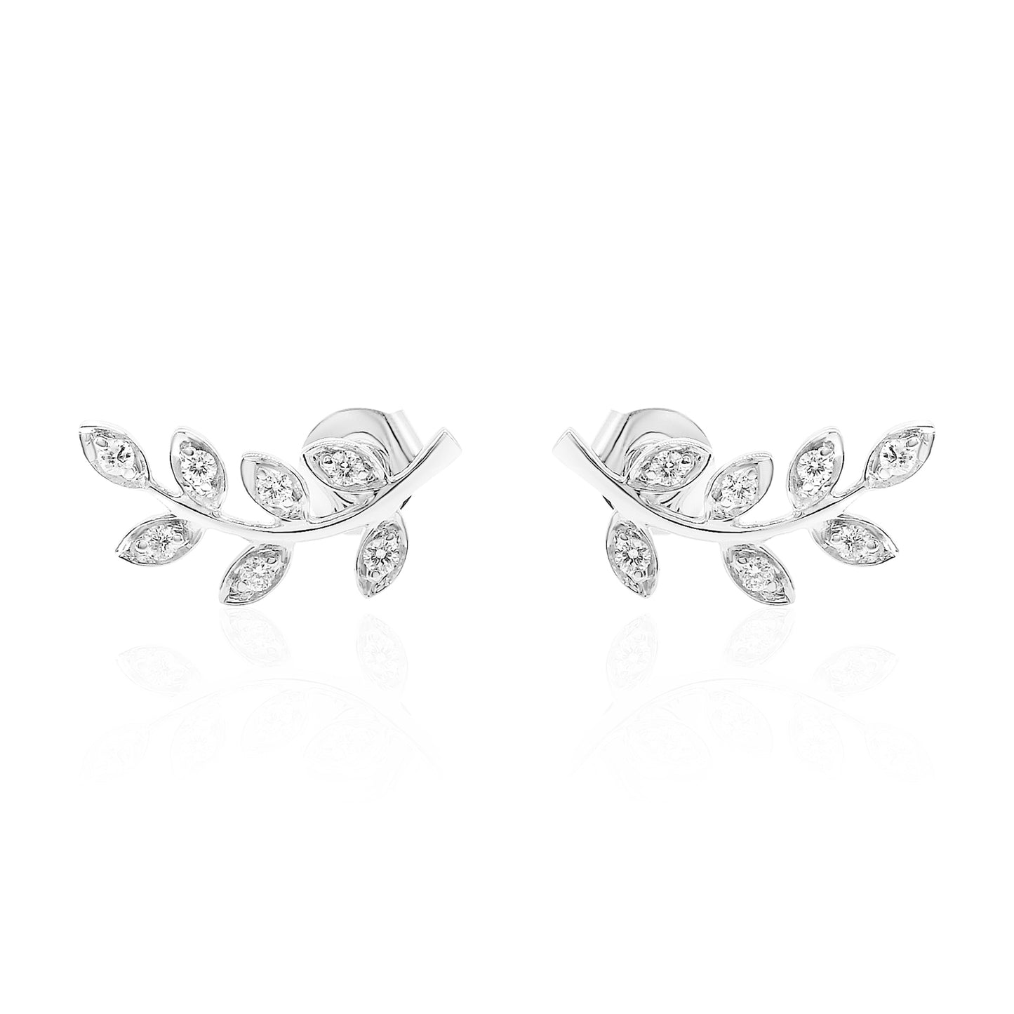 14k Leaf Climber Diamond Earrings