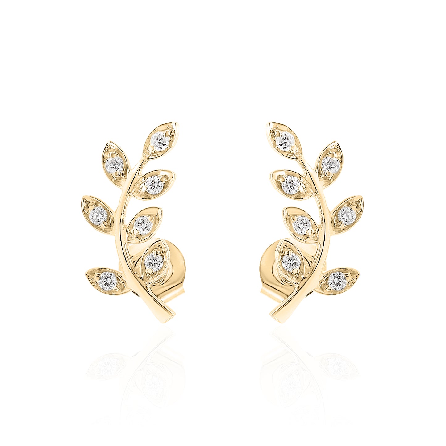 14k Leaf Climber Diamond Earrings