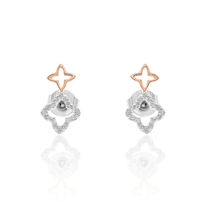 14k Clover Studs Diamond Earrings
