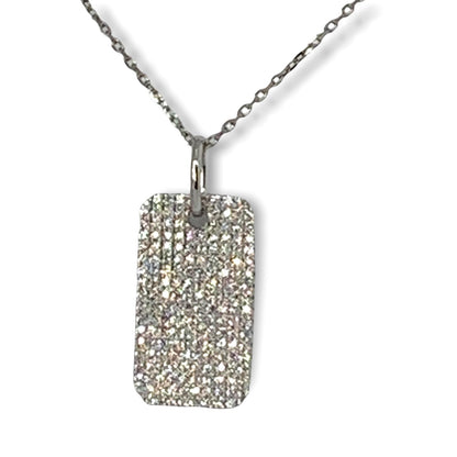 14k Gold Rectangular Dog Tag Diamond Pendant