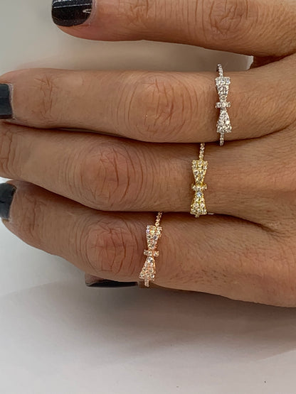 14k Gold Diamond Bow Ring