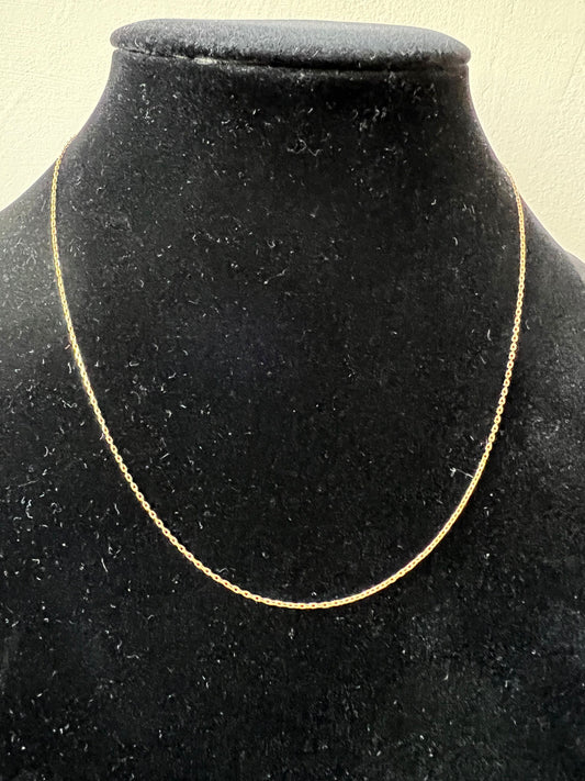 14K Gold Diamond Cut Adjustable Cable Necklace Chain