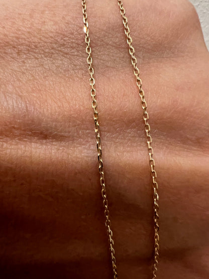 14K Gold Diamond Cut Adjustable Cable Necklace Chain