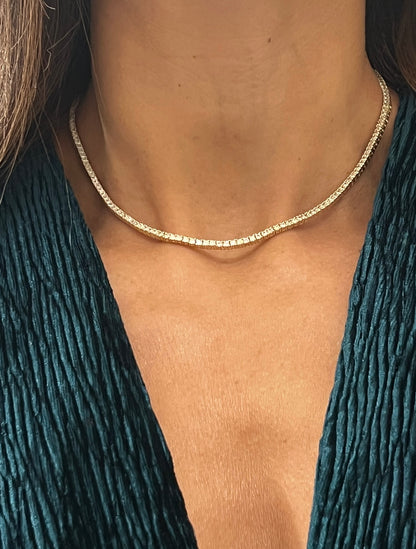 Tennis Necklace 18" Sterling Silver 2mm Cubic Zirconia