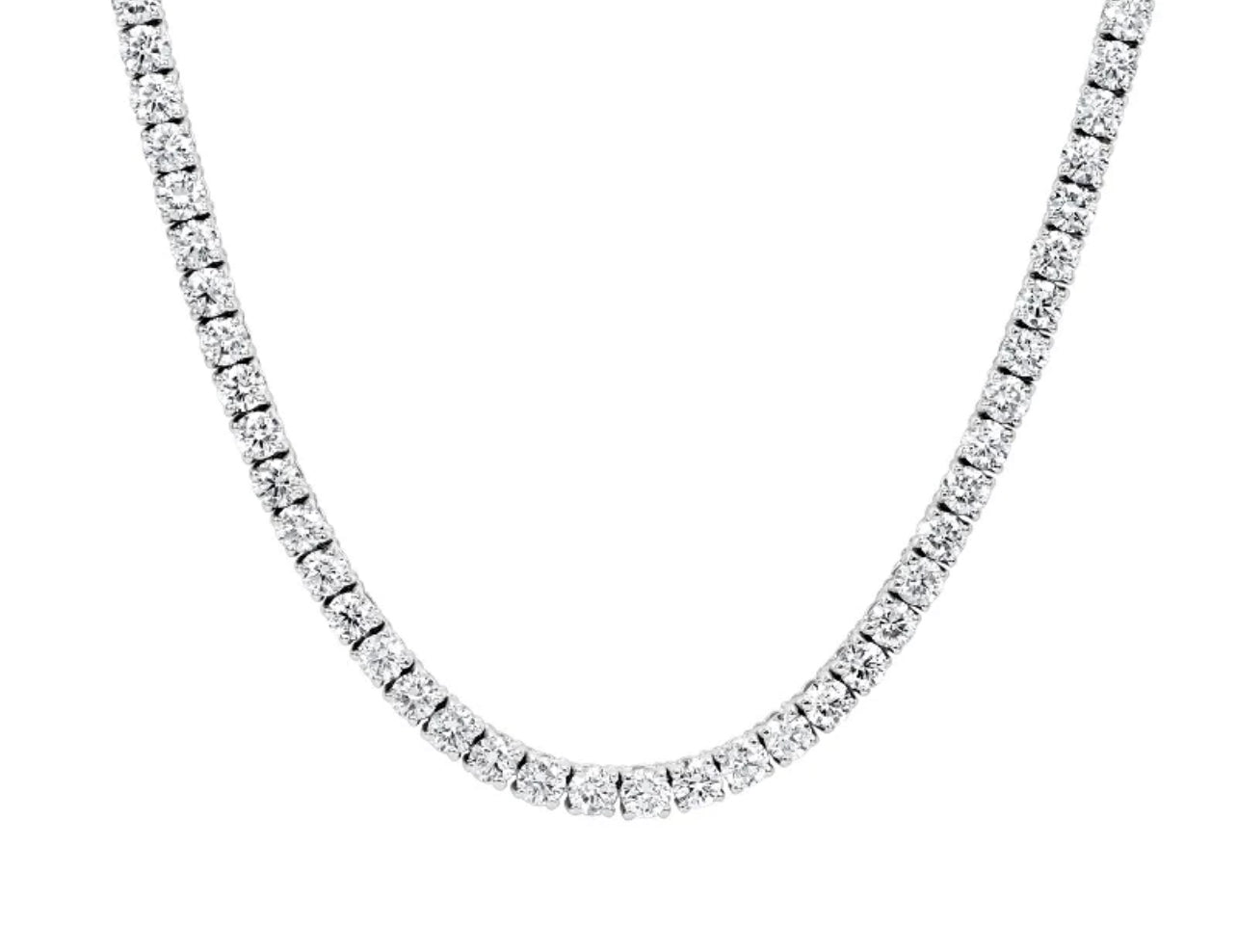 Sterling Silver Tennis Necklace 16" 3mm Round Cut Cubic Zirconia