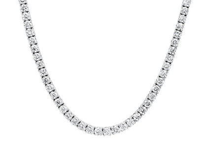 Sterling Silver Tennis Necklace 16" 3mm Round Cut Cubic Zirconia