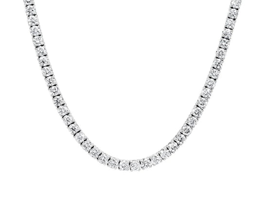 Sterling Silver Tennis Necklace 16" 3mm Round Cut Cubic Zirconia