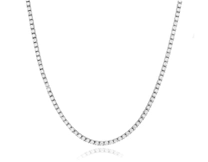 Tennis Necklace 18" Sterling Silver 2mm Cubic Zirconia
