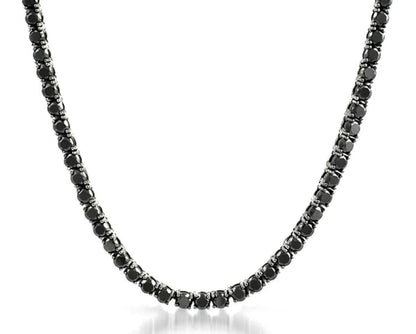 Sterling Silver 16" Tennis Necklace 3mm Black Cubic Zirconia