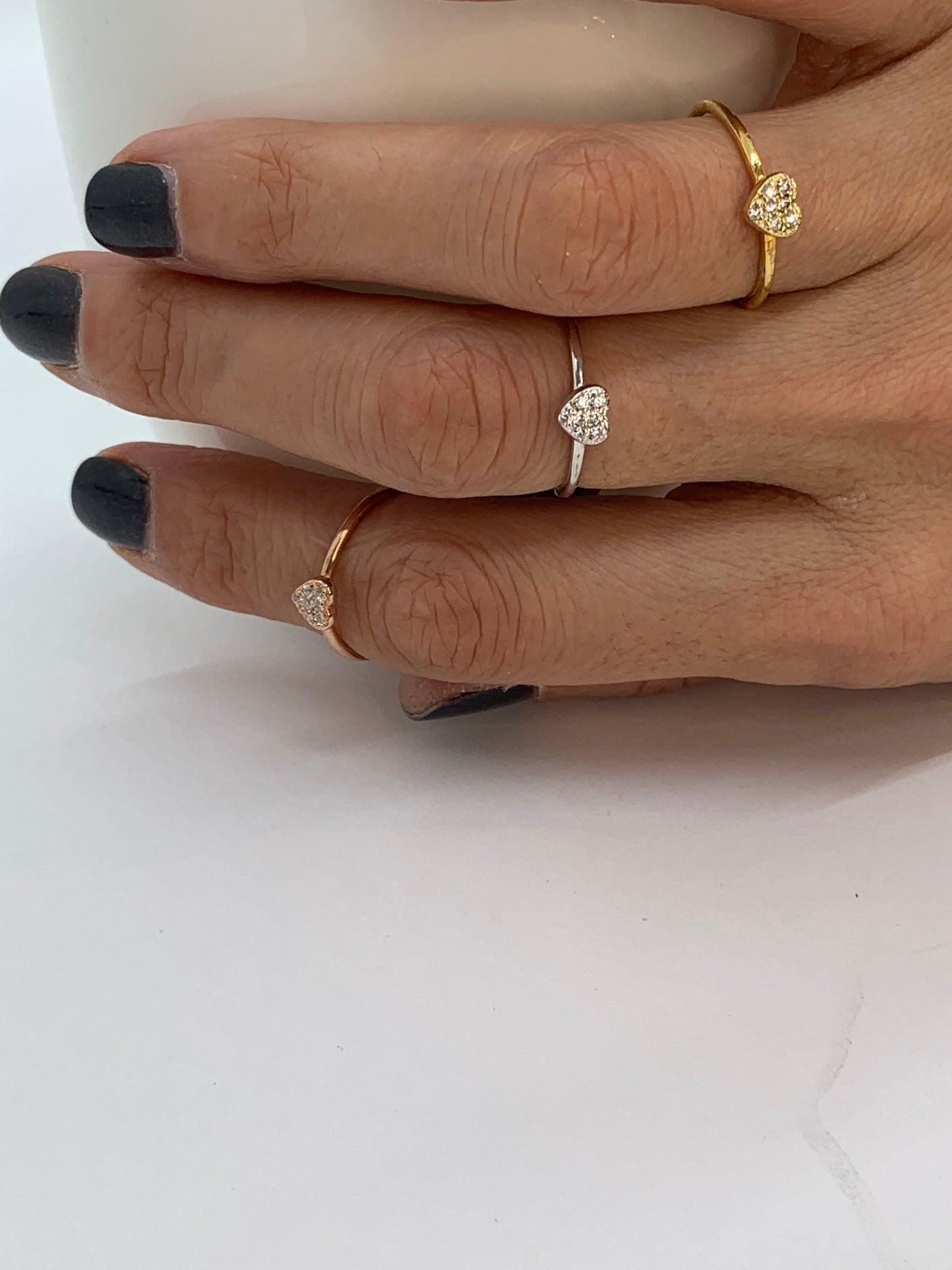 14k Gold Dainty Heart Diamond Ring