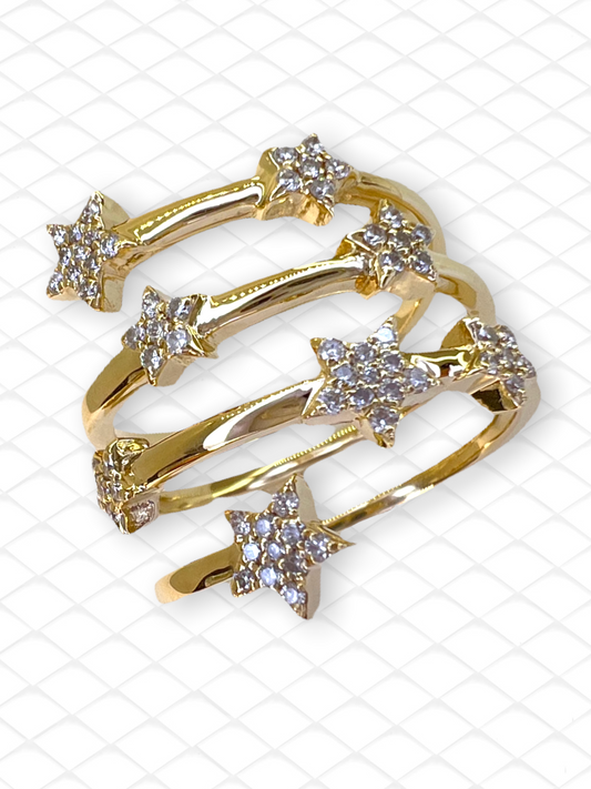 14k Gold Star Diamond Ring