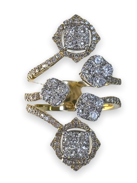 14k Gold Diamond Statement Designer Ring