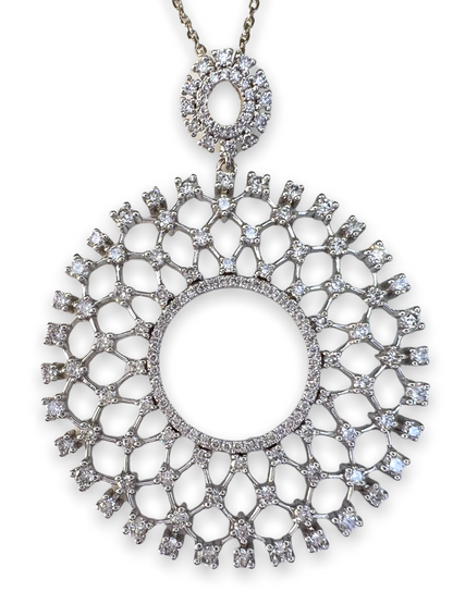 14k Gold Diamond Circle Pendant Necklace