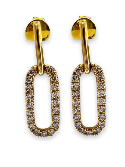 14k Gold Diamond Paper Clip Earrings