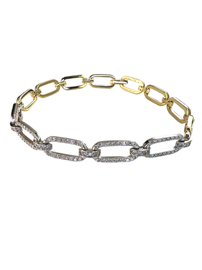 14k Gold Paperclip Diamond Bracelet